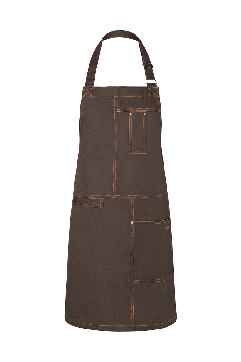 Latzschürze Unisex Schokolade – Latzschürze Urban Casual-Style, Detailansicht