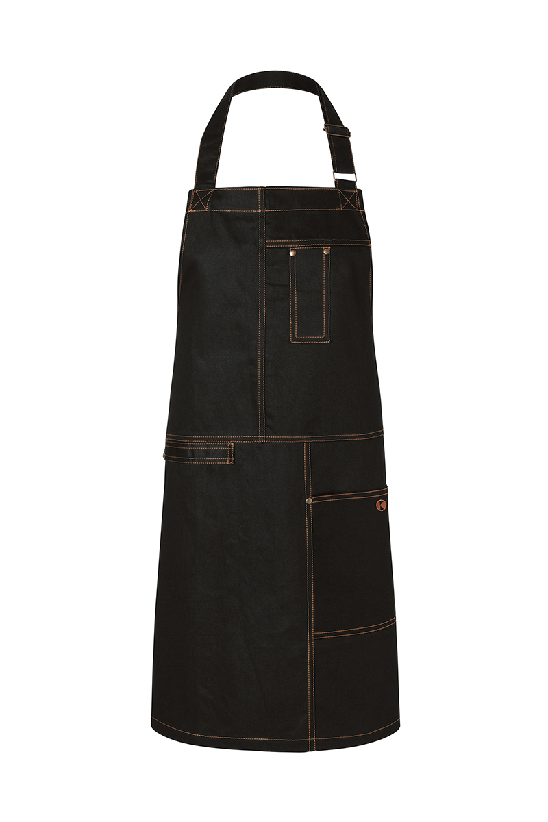 Latzschürze Unisex Schwarz – Latzschürze Urban Casual-Style, Detailansicht