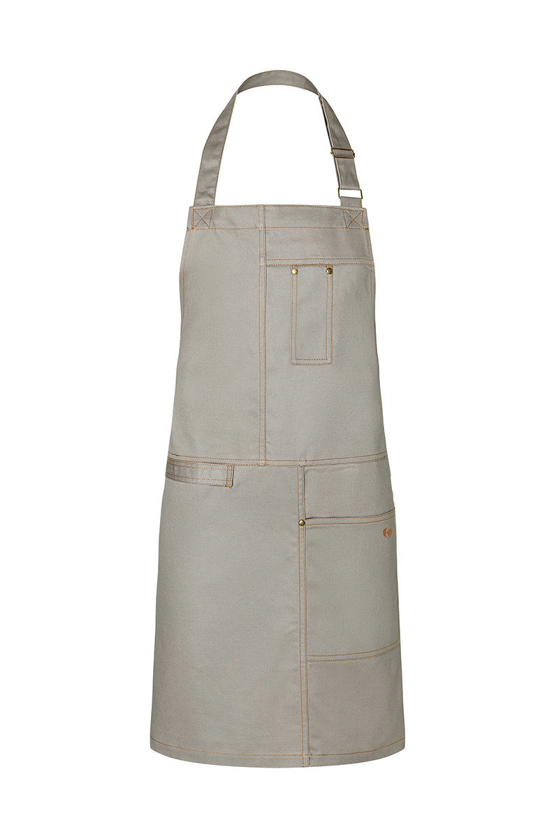 Latzschürze Unisex Steingrau – Latzschürze Urban Casual-Style, Detailansicht