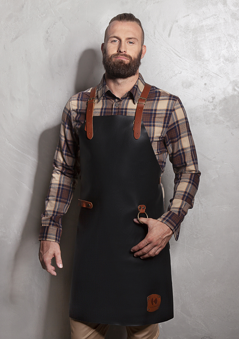Latzschürze Unisex Schwarz – Leder Latzschürze X-Style mit Kreuzträgern