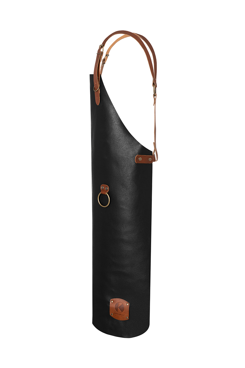 Latzschürze Unisex Schwarz – Leder Latzschürze X-Style mit Kreuzträgern, Detailansicht