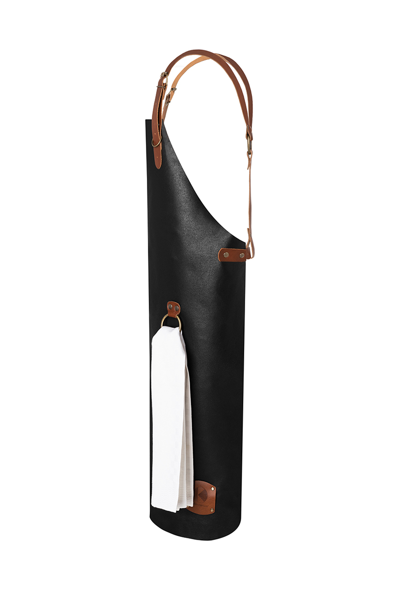 Latzschürze Unisex Schwarz – Leder Latzschürze X-Style mit Kreuzträgern, Detailansicht