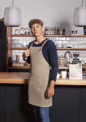 Latzschürze Unisex – Latzschürze Urban-Nature mit Kreuzbändern und großer Tasche