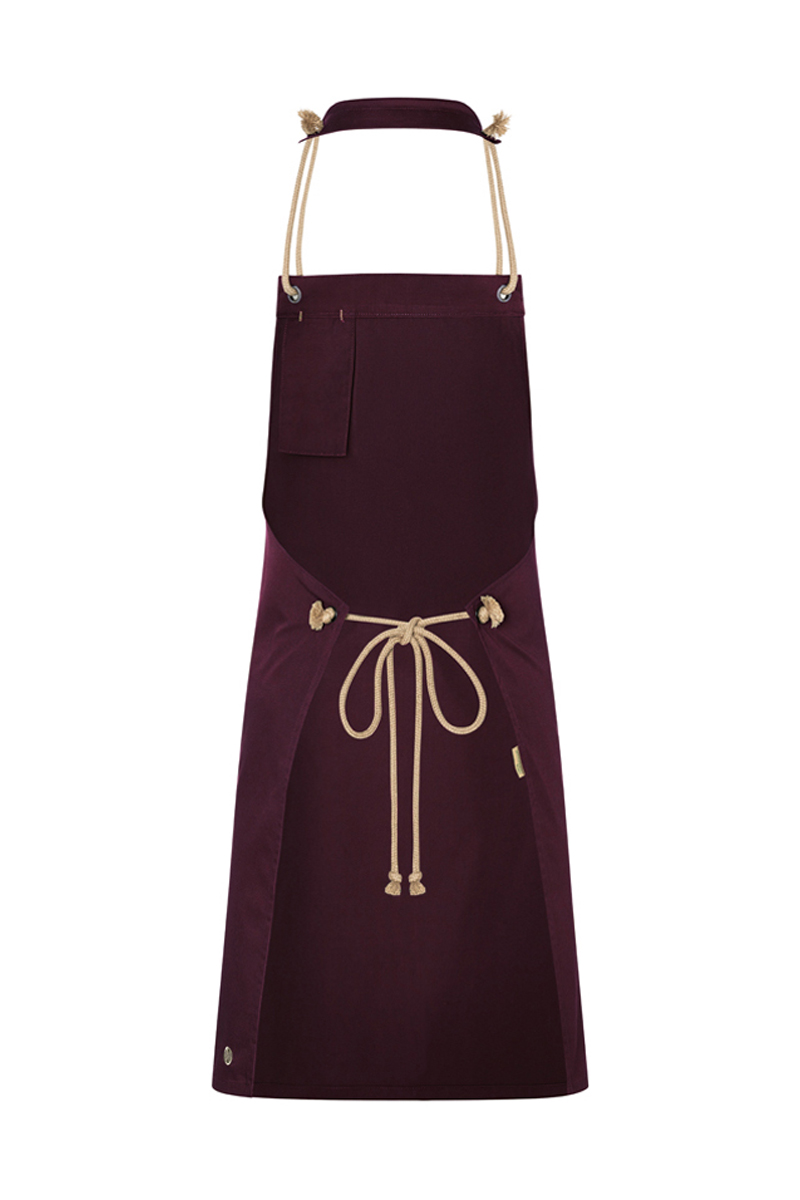 Latzschürze Unisex Aubergine – Latzschürze New-Nature, Detailansicht