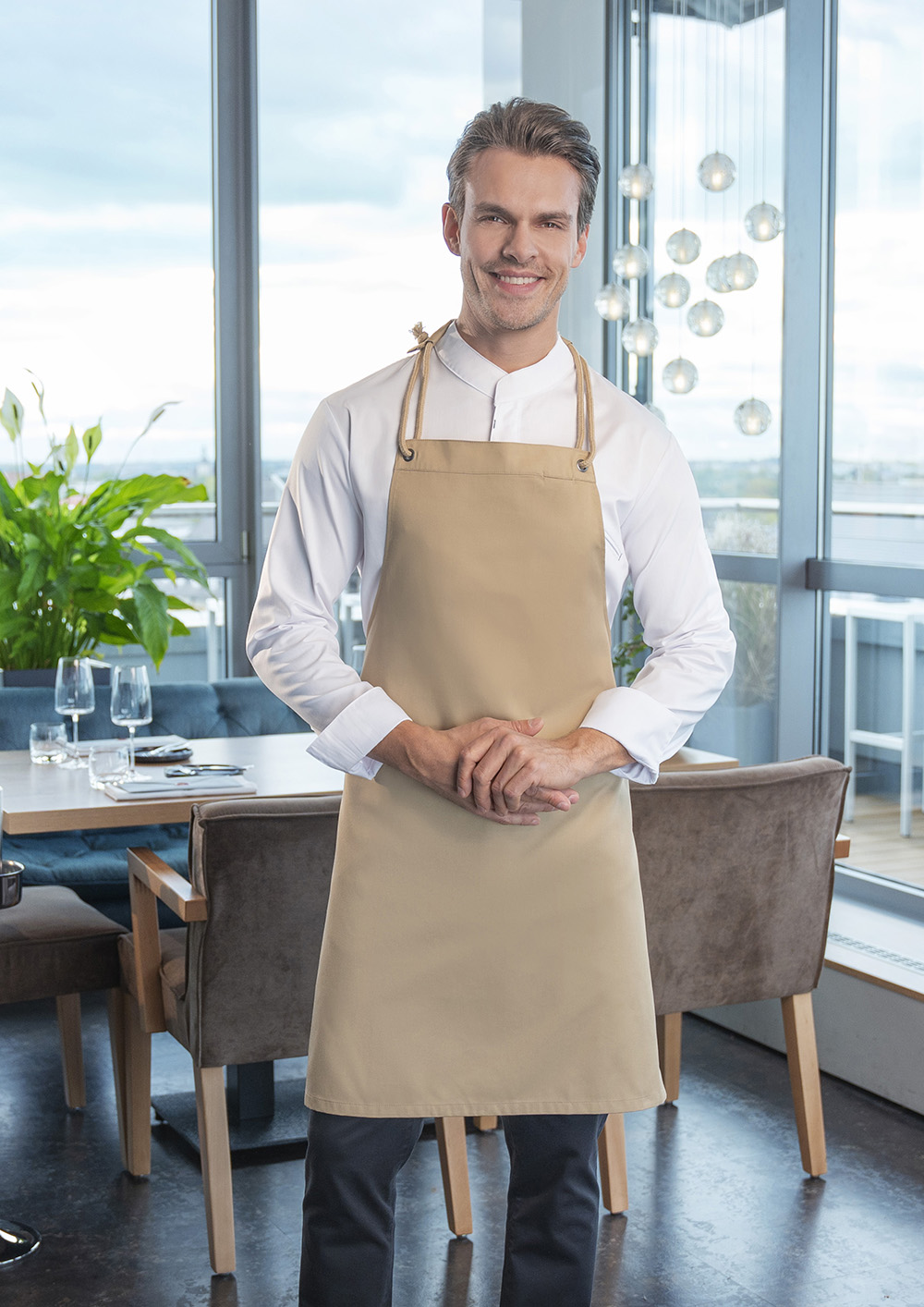 Latzschürze Unisex Kieselbeige – Latzschürze New-Nature
