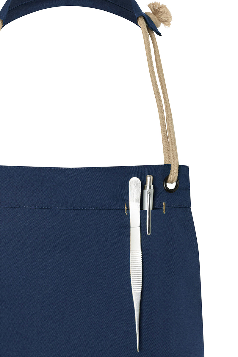 Latzschürze Unisex Stahlblau – Latzschürze New-Nature, Detailansicht