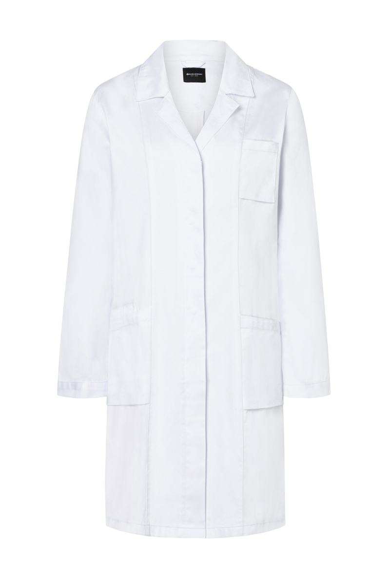 Mantel Damen Weiß – Damen Arzt- und Labormantel Classic-Shape mit Reverskragen, Detailansicht
