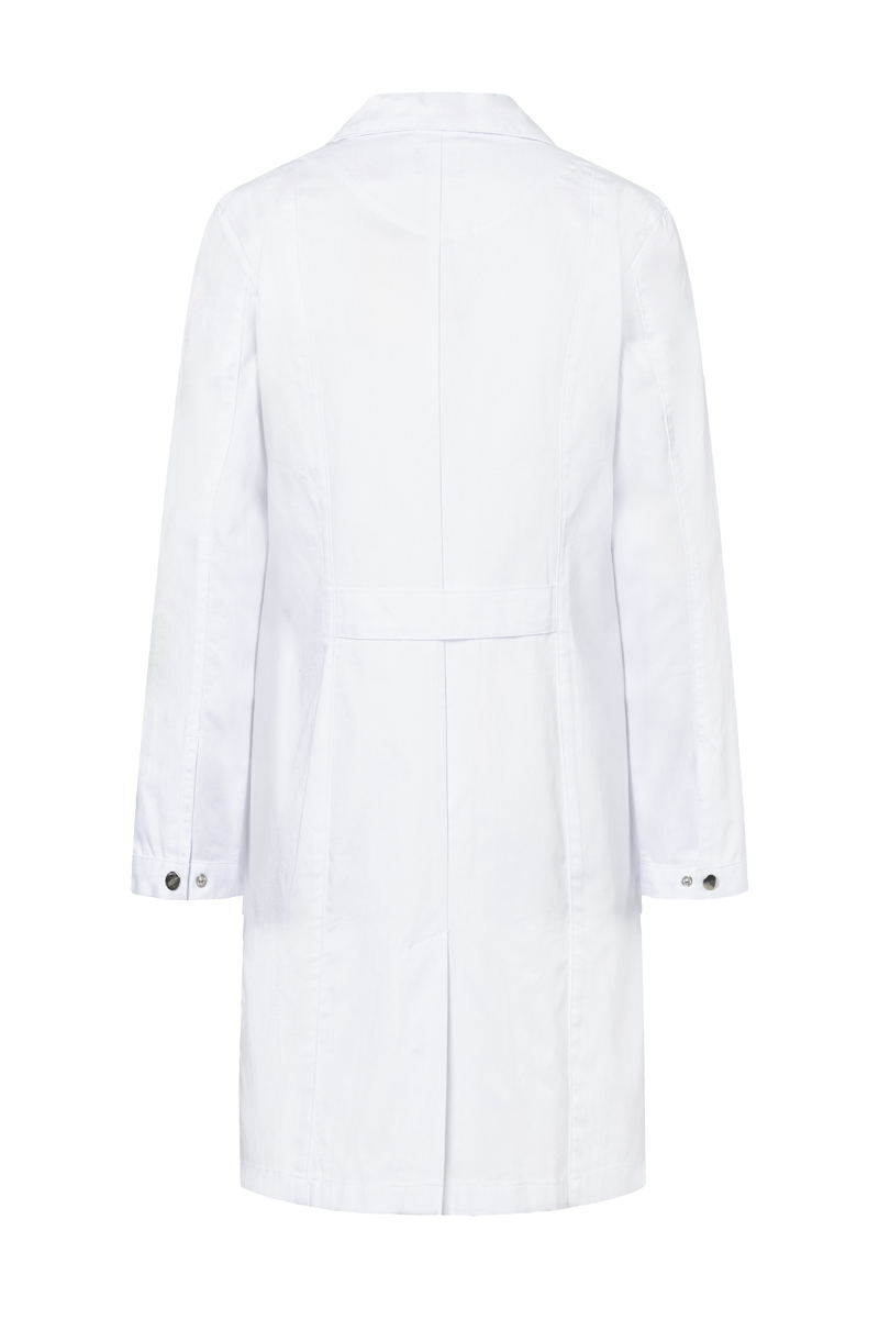 Mantel Damen Weiß – Damen Arzt- und Labormantel Classic-Shape mit Reverskragen, Detailansicht