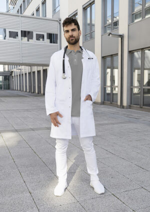 Mantel Herren – Herren Arzt- und Labormantel Modern-Shape mit Stehkragen