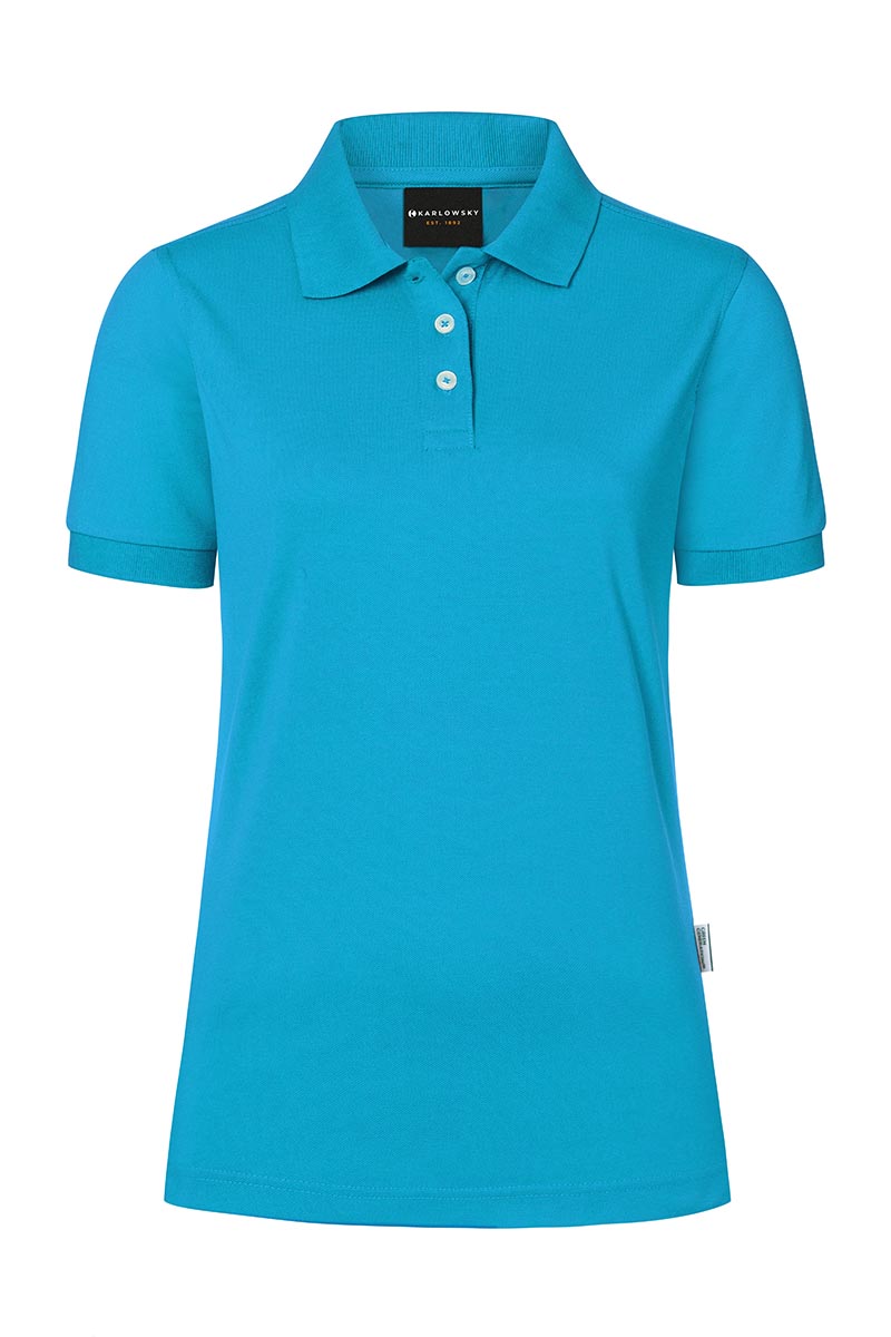 Poloshirt Damen Pazifikblau – Damen Workwear Poloshirt Modern-Flair, Detailansicht