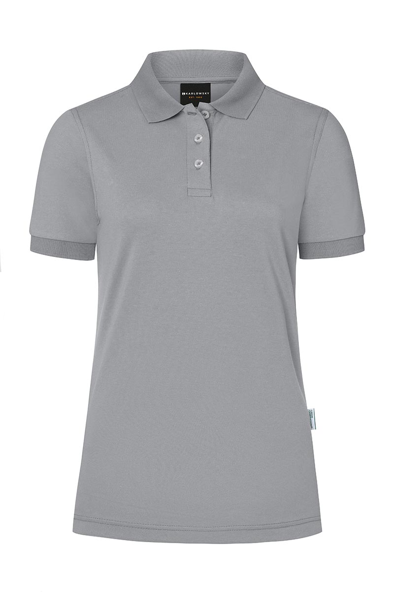 Poloshirt Damen Platingrau – Damen Workwear Poloshirt Modern-Flair, Detailansicht