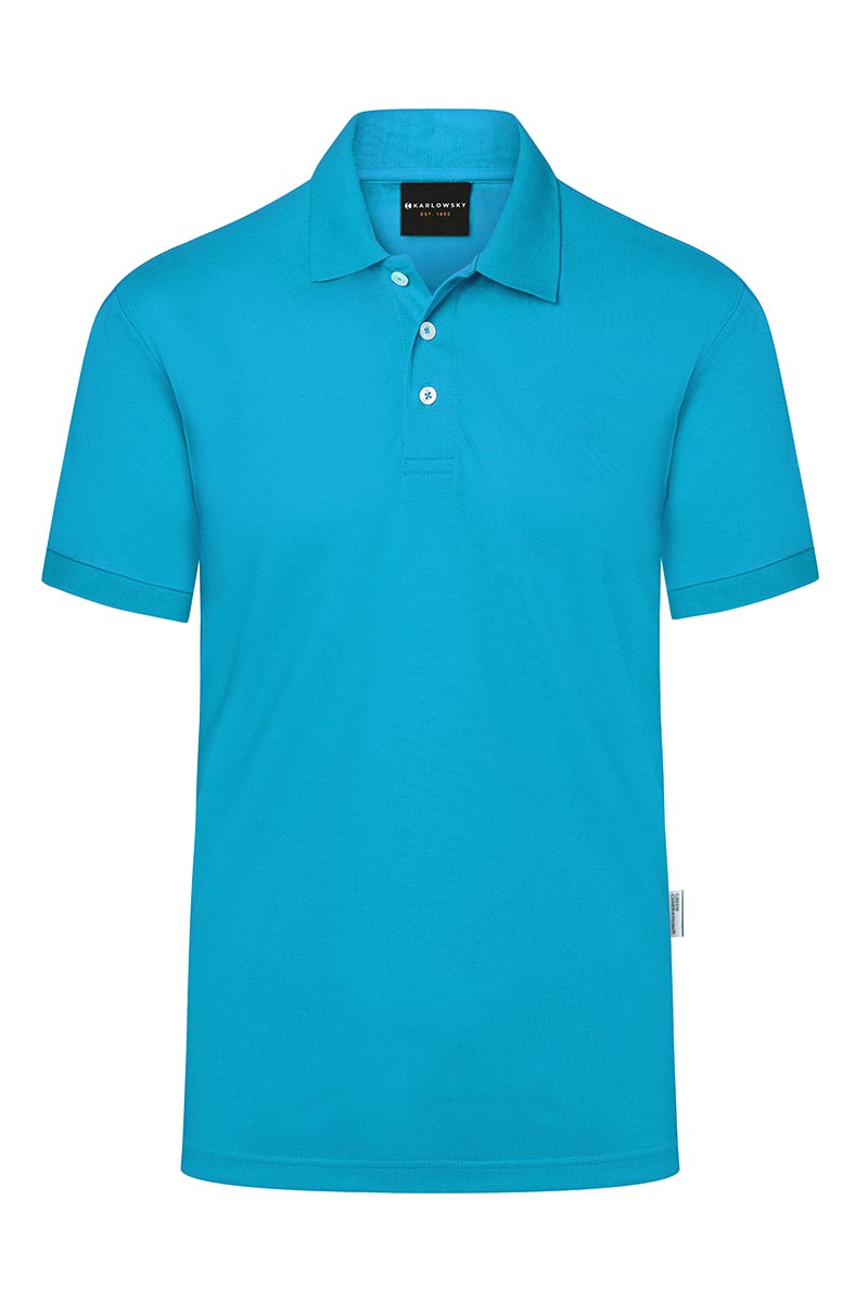 Poloshirt Herren Pazifikblau – Herren Workwear Poloshirt Modern-Flair, Detailansicht