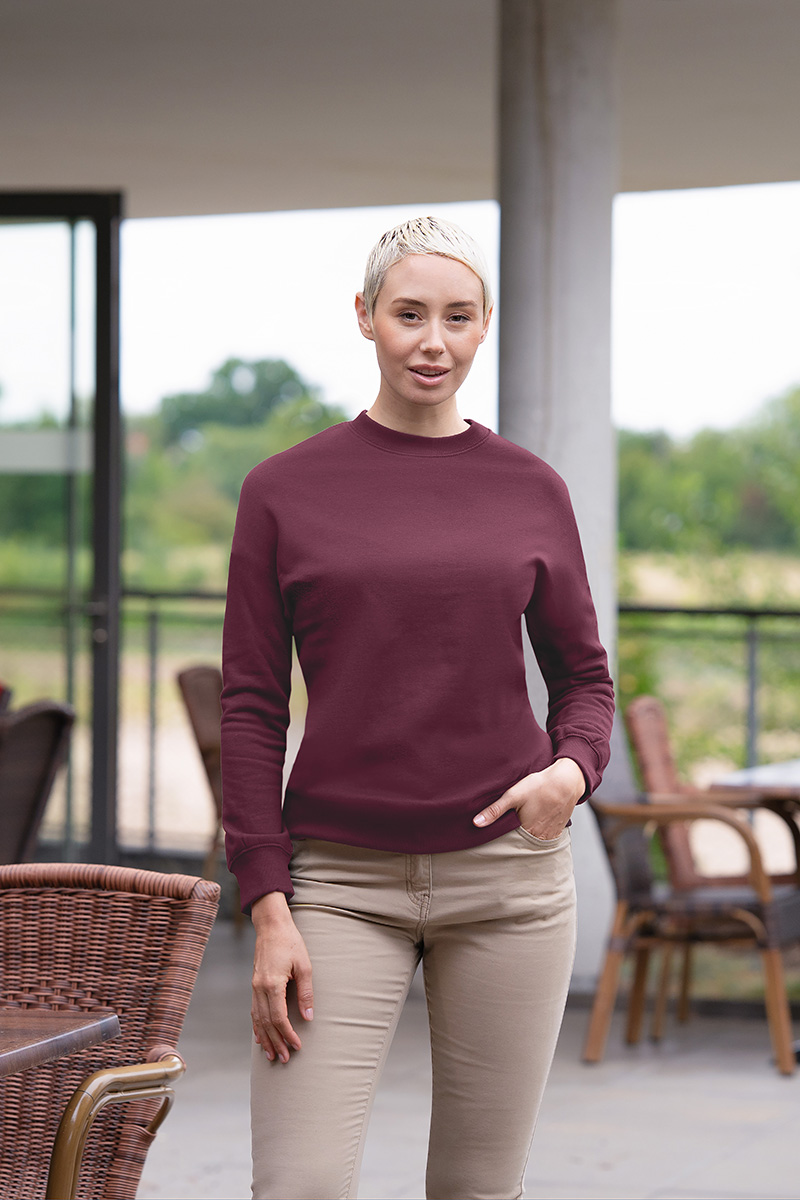 Sweatshirt Damen Aubergine – Damen Workwear Sweatshirt Soft-Face