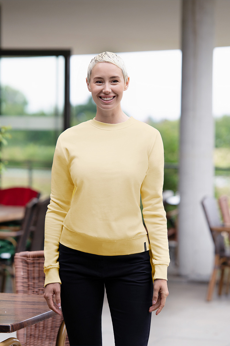 Sweatshirt Damen Pastellgelb – Damen Workwear Sweatshirt Soft-Face