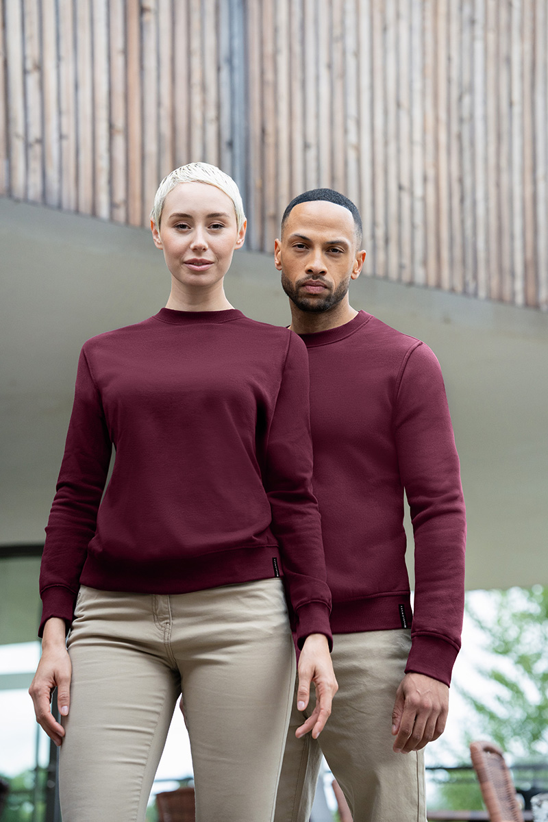 Sweatshirt Damen Aubergine – Damen Workwear Sweatshirt Soft-Face, Detailansicht