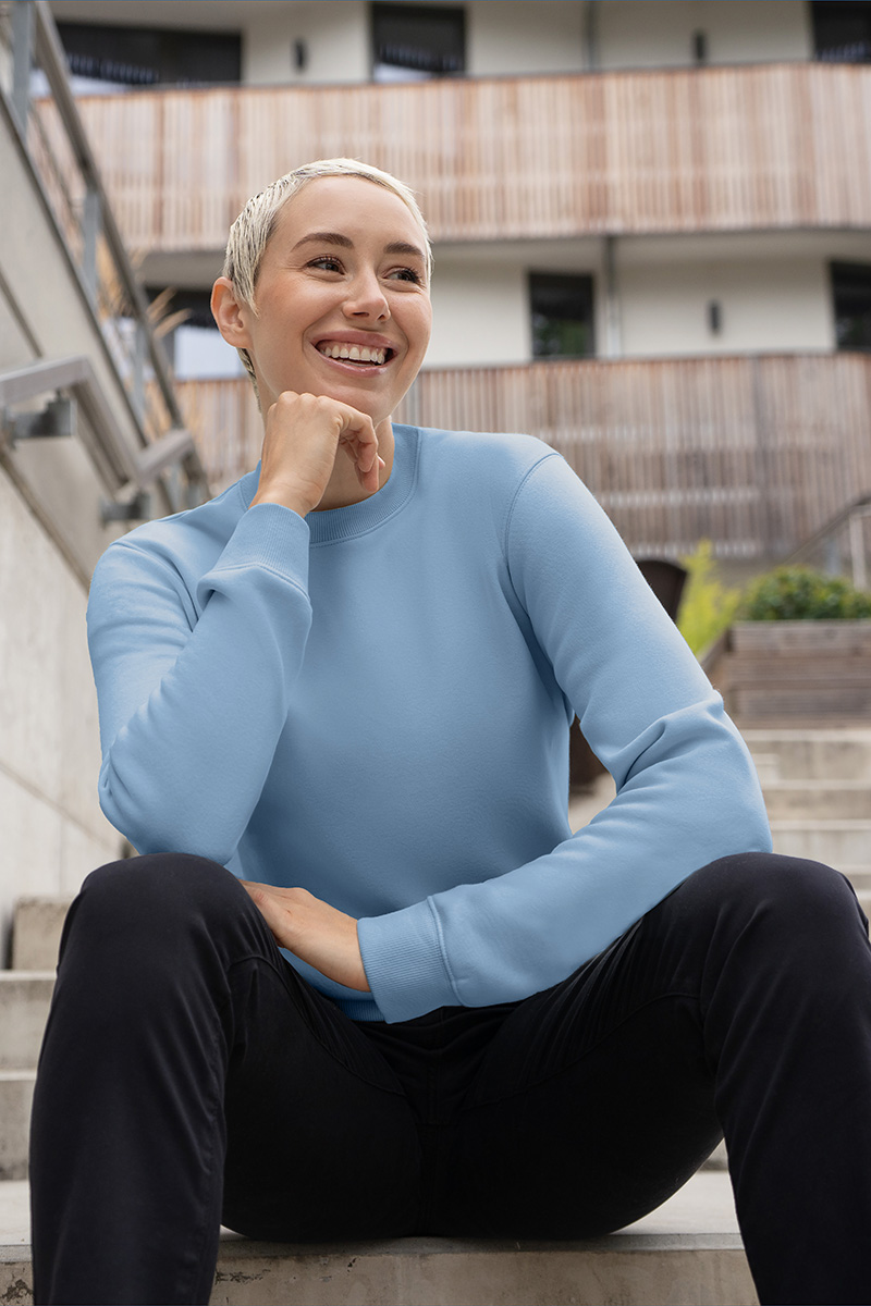 Sweatshirt Damen Eisblau – Damen Workwear Sweatshirt Soft-Face, Detailansicht