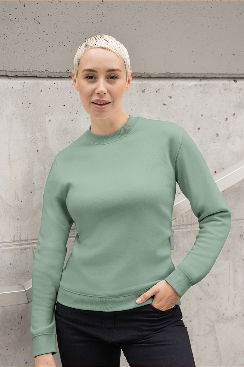 Sweatshirt Damen Pistaziengrün – Damen Workwear Sweatshirt Soft-Face