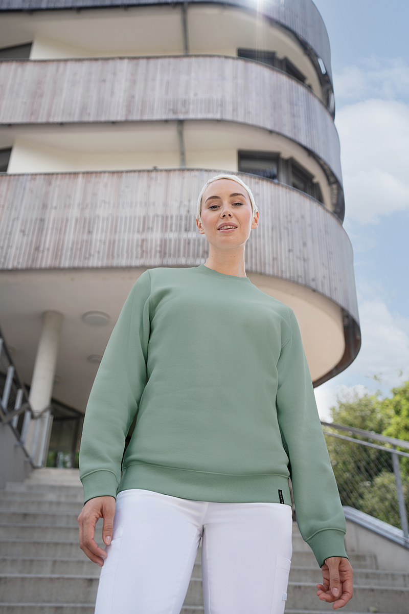 Sweatshirt Damen Pistaziengrün – Damen Workwear Sweatshirt Soft-Face, Detailansicht