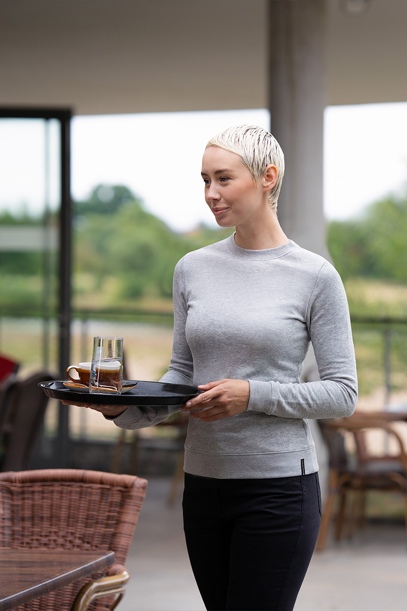 Sweatshirt Damen Platingrau meliert – Damen Workwear Sweatshirt Soft-Face, Detailansicht