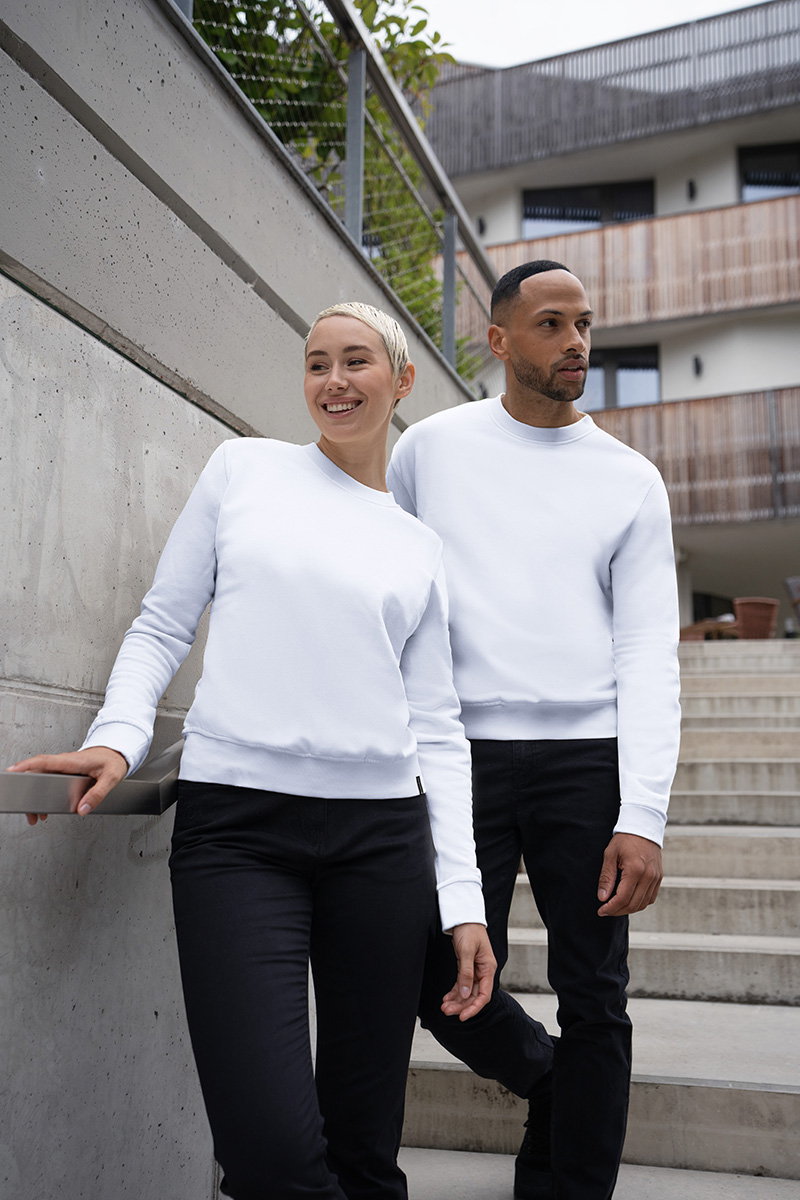 Sweatshirt Damen Weiß – Damen Workwear Sweatshirt Soft-Face, Detailansicht