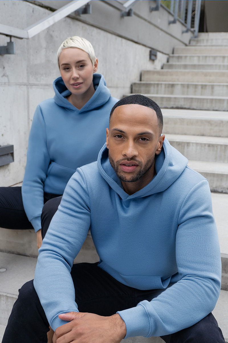 Hoodie Damen Eisblau – Damen Workwear Sweat Hoodie Soft-Face, Detailansicht