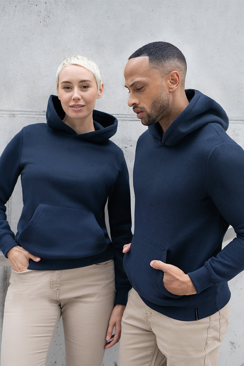Hoodie Damen Marine – Damen Workwear Sweat Hoodie Soft-Face, Detailansicht