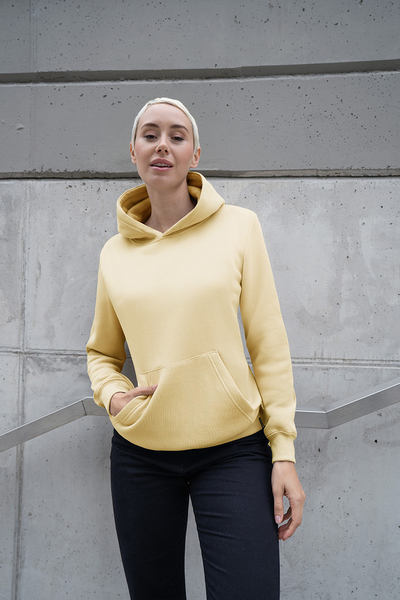 Hoodie Damen Pastellgelb – Damen Workwear Sweat Hoodie Soft-Face
