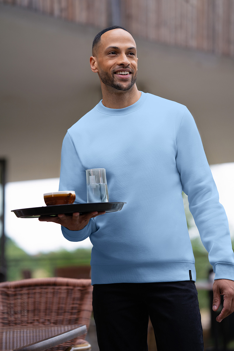 Sweatshirt Herren Eisblau – Herren Workwear Sweatshirt Soft-Face, Detailansicht