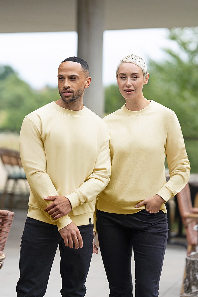 Sweatshirt Herren Pastellgelb – Herren Workwear Sweatshirt Soft-Face, Detailansicht