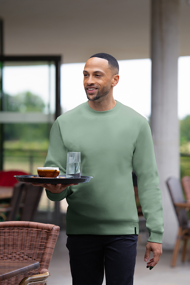 Sweatshirt Herren Pistaziengrün – Herren Workwear Sweatshirt Soft-Face, Detailansicht