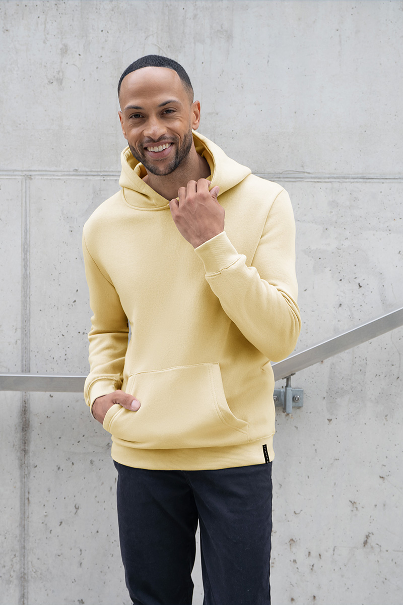 Hoodie Herren Pastellgelb – Herren Workwear Sweat Hoodie Soft-Face