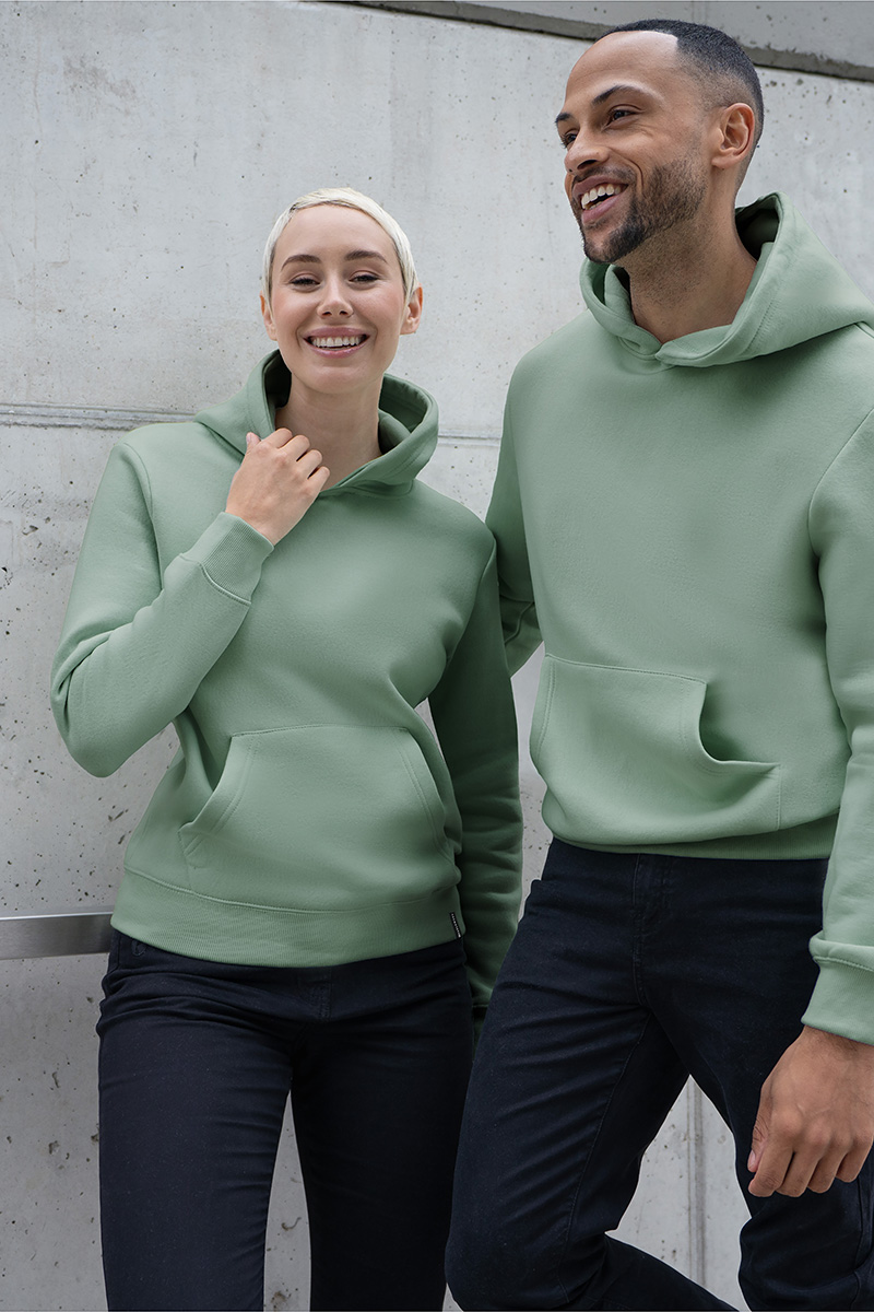 Hoodie Herren Pistaziengrün – Herren Workwear Sweat Hoodie Soft-Face, Detailansicht