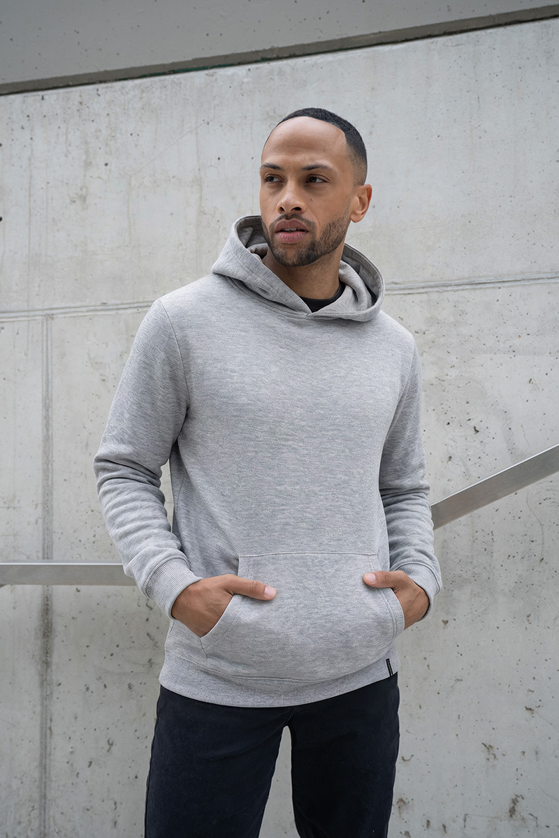 Hoodie Herren Platingrau meliert – Herren Workwear Sweat Hoodie Soft-Face