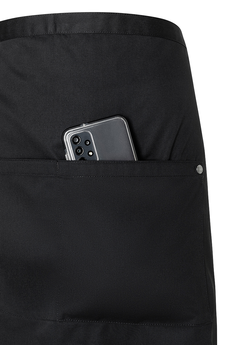 Bistroschürze Unisex Schwarz – Bistroschürze ROCK CHEF® -Stage2 mit Taschen, Detailansicht