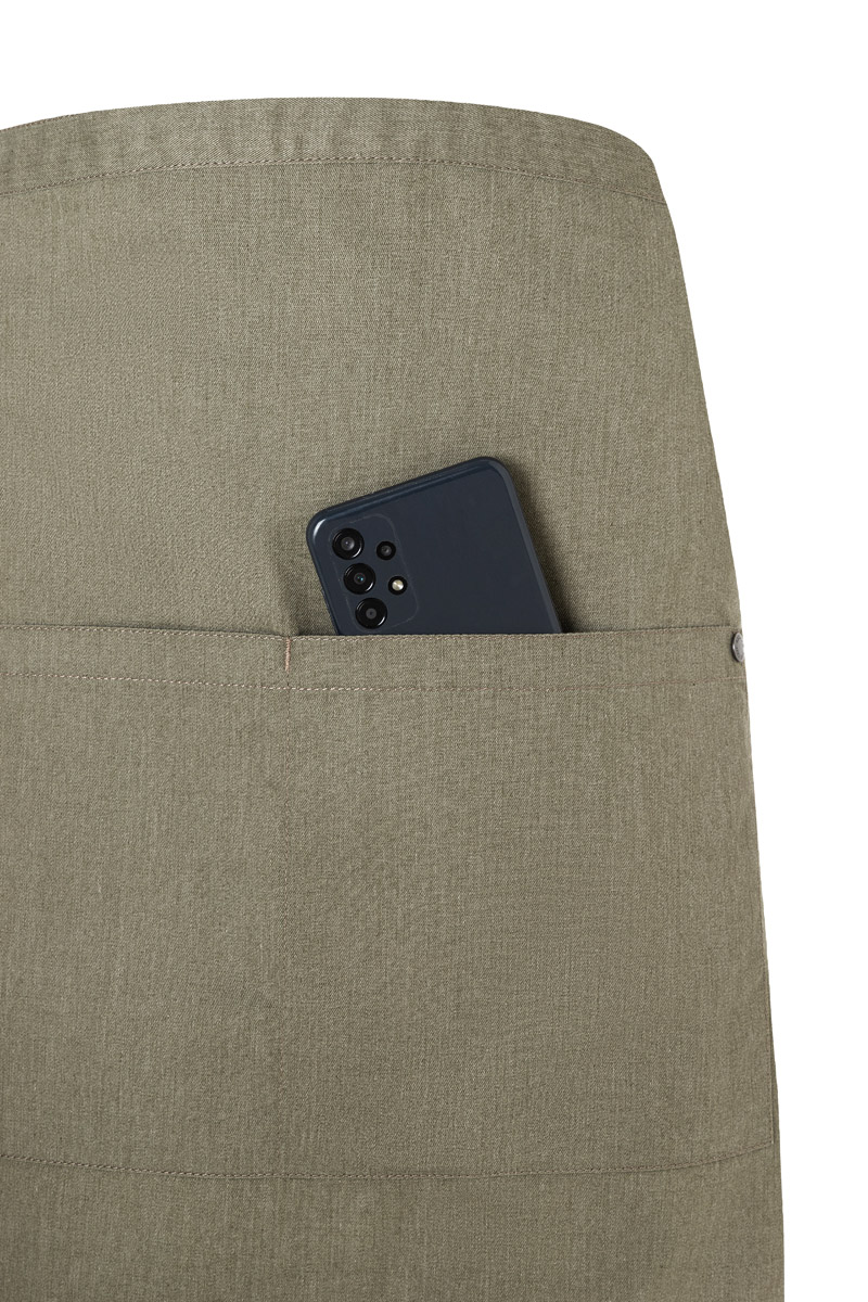 Bistroschürze Unisex Vintage moss green – Bistroschürze Denim-Style ROCK CHEF®-Stage2, Detailansicht