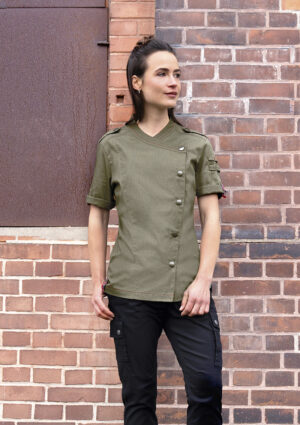 Kochjacke Damen – Kurzarm Damenkochjacke Denim-Style ROCK CHEF®-Stage2