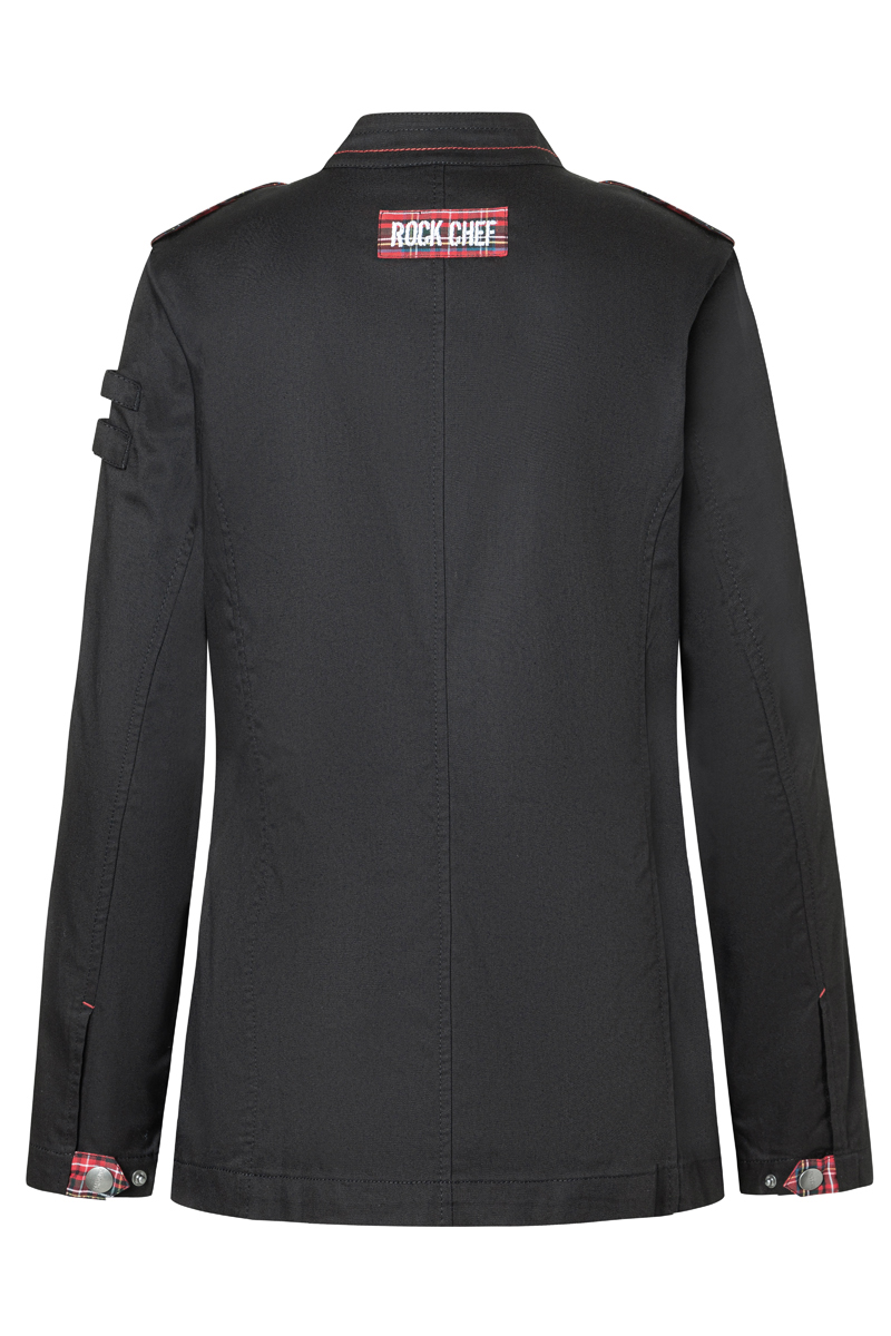 Kochjacke Damen Schwarz – Langarm Damenkochjacke ROCK CHEF®-Stage2, Detailansicht