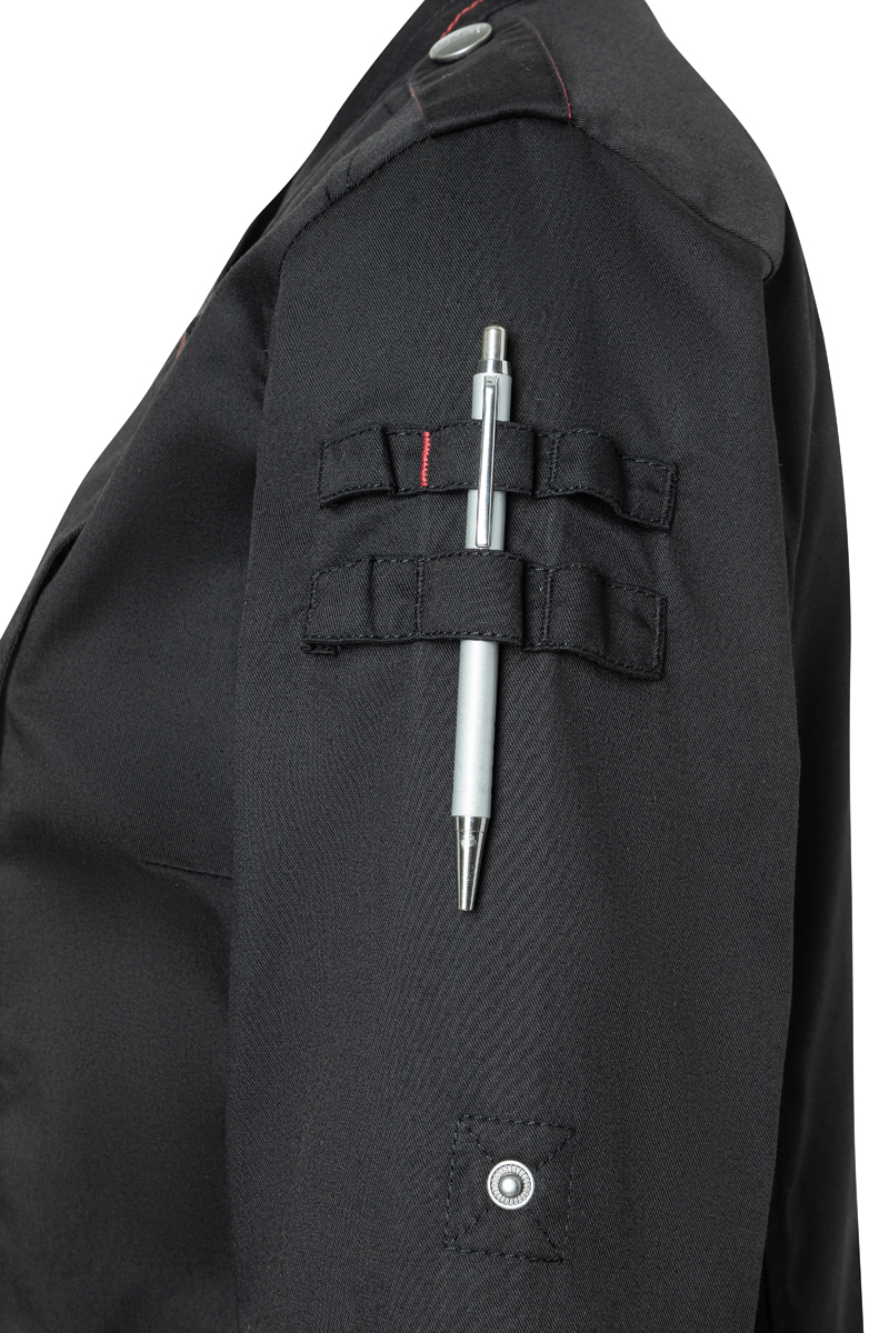 Kochjacke Damen Schwarz – Langarm Damenkochjacke ROCK CHEF®-Stage2, Detailansicht