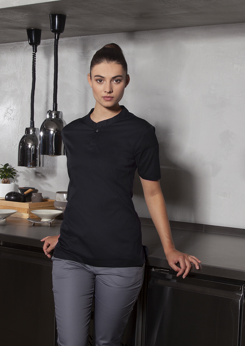 Kochjacke Damen Schwarz – Kurzarm Damen-Arbeitsshirt Performance