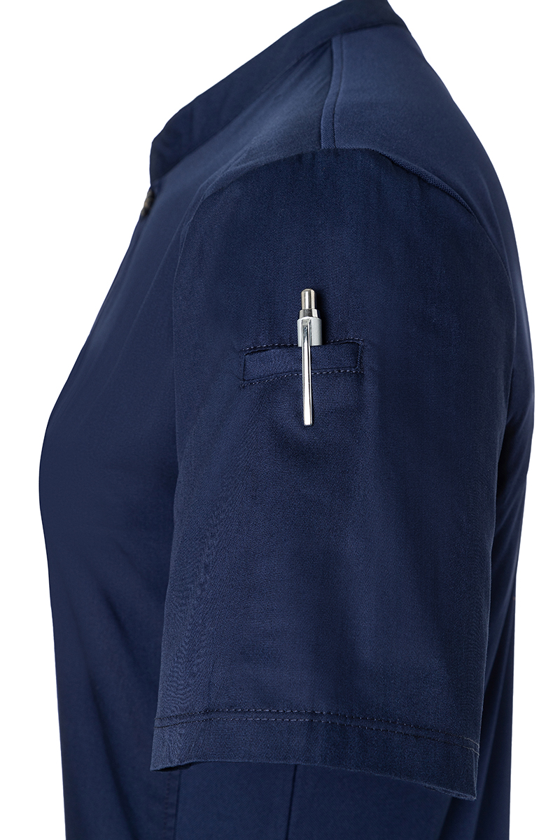Kochjacke Damen Marine – Kurzarm Damen-Arbeitsshirt Performance, Detailansicht