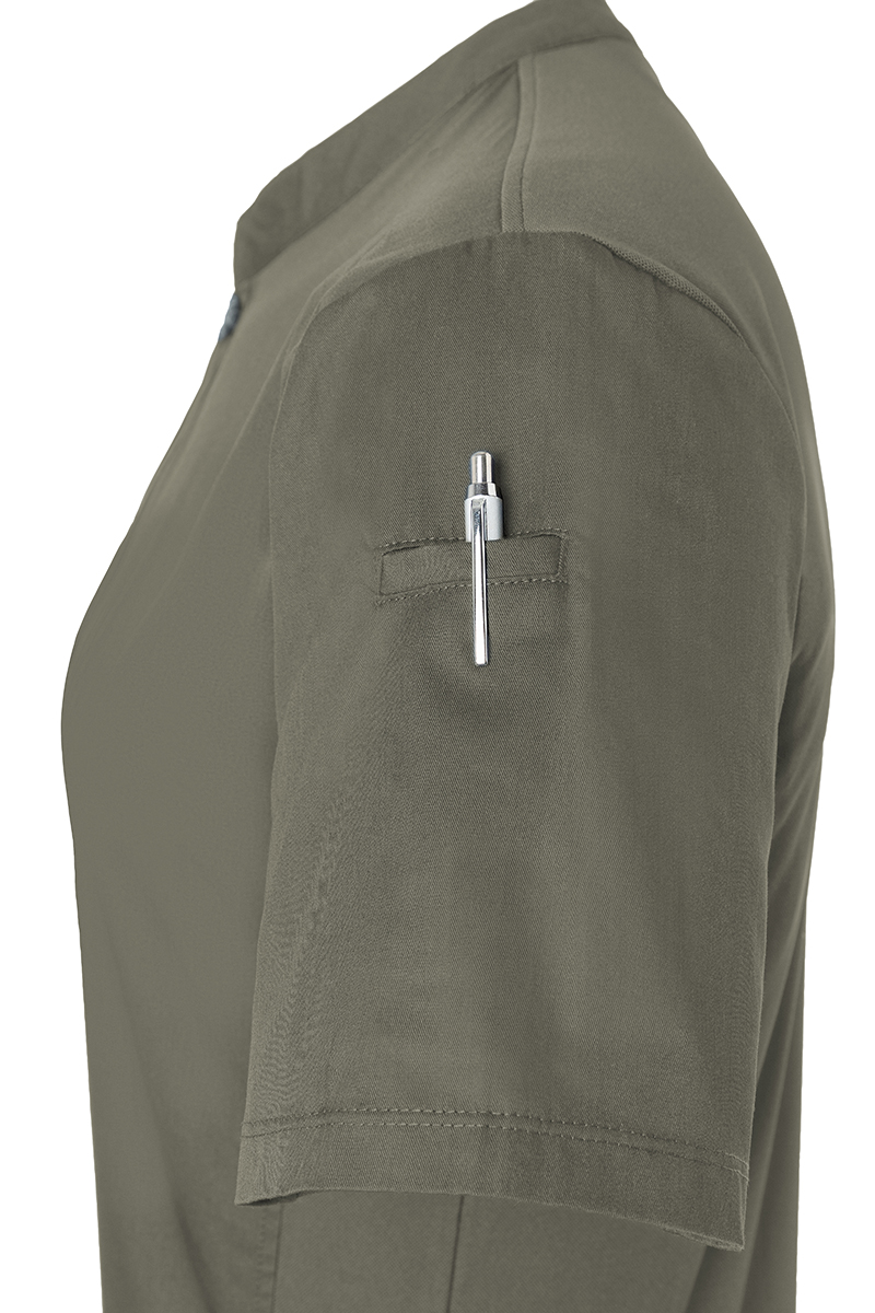 Kochjacke Damen Salbei – Kurzarm Damen-Arbeitsshirt Performance, Detailansicht
