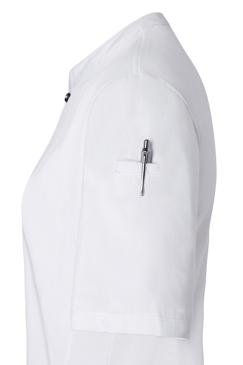 Kochjacke Damen Weiß – Kurzarm Damen-Arbeitsshirt Performance, Detailansicht