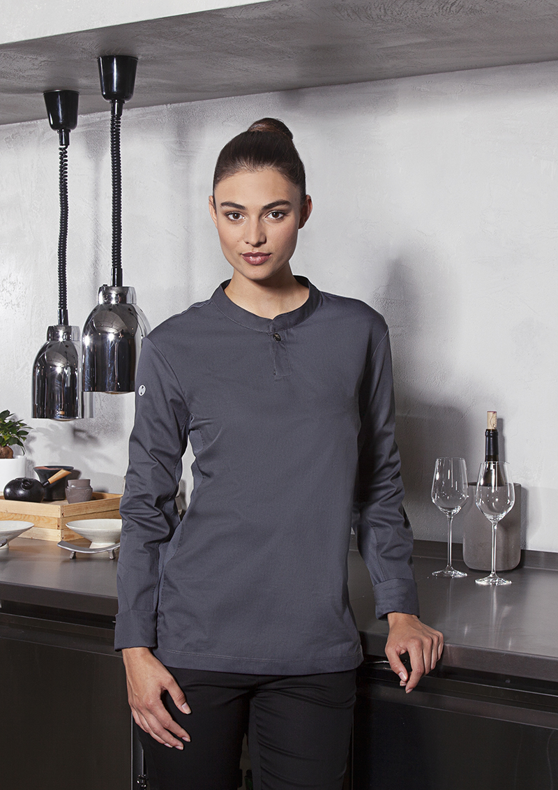 Kochjacke Damen Anthrazit – Langarm Damen-Arbeitsshirt Performance