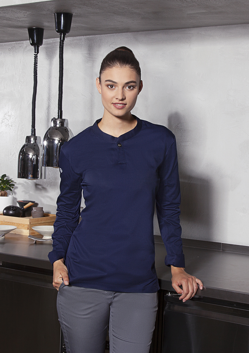 Kochjacke Damen Marine – Langarm Damen-Arbeitsshirt Performance