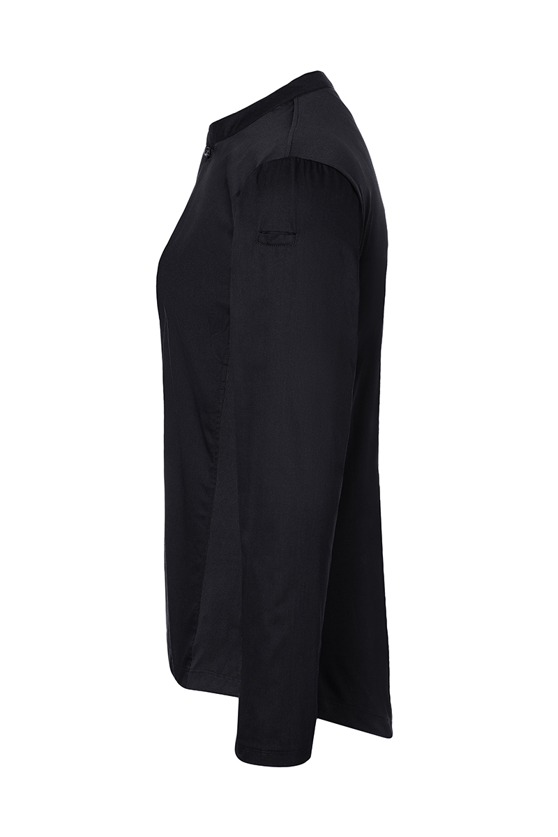 Kochjacke Damen Schwarz – Langarm Damen-Arbeitsshirt Performance, Detailansicht
