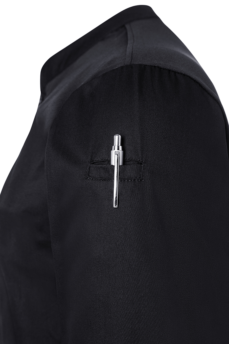 Kochjacke Damen Schwarz – Langarm Damen-Arbeitsshirt Performance, Detailansicht
