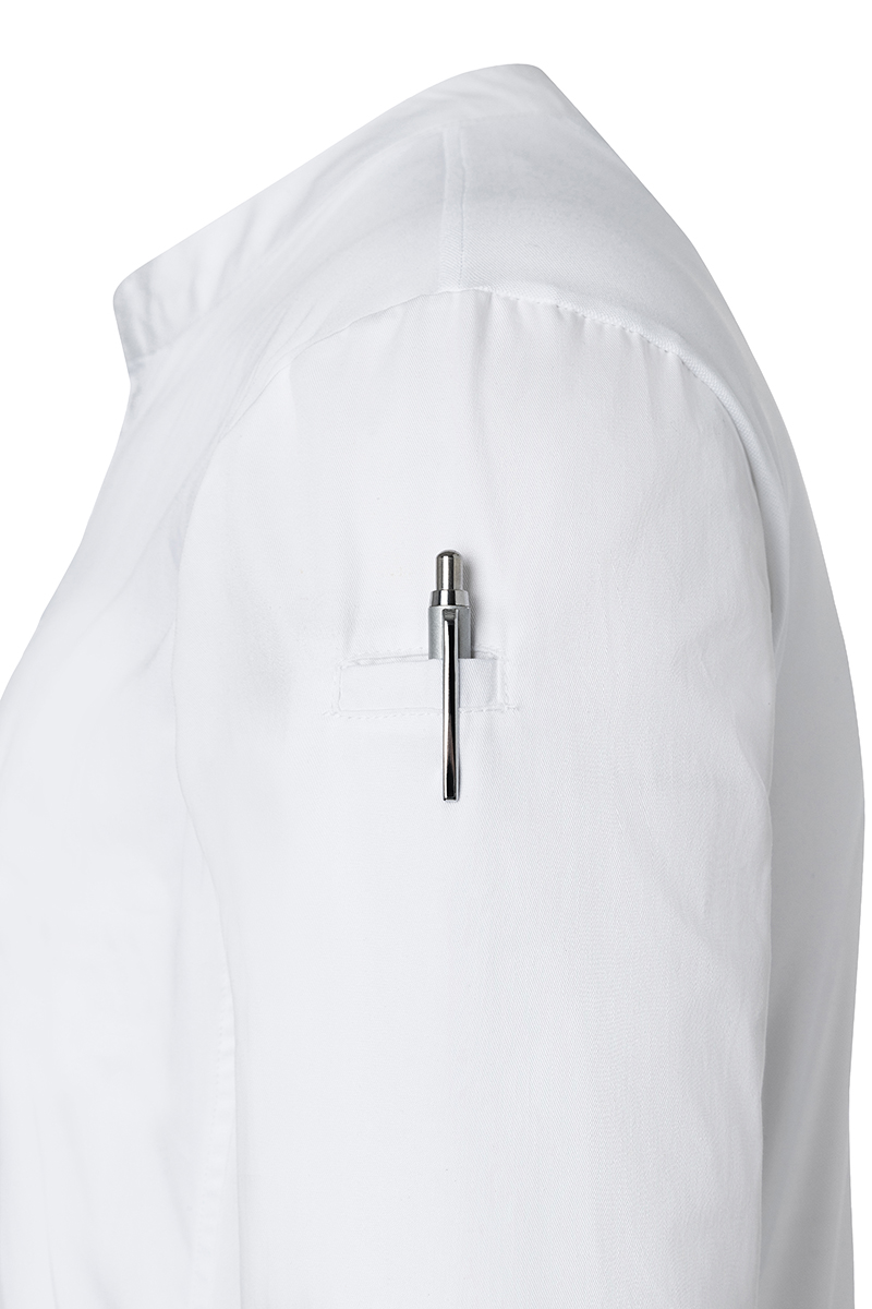 Kochjacke Damen Weiß – Langarm Damen-Arbeitsshirt Performance, Detailansicht