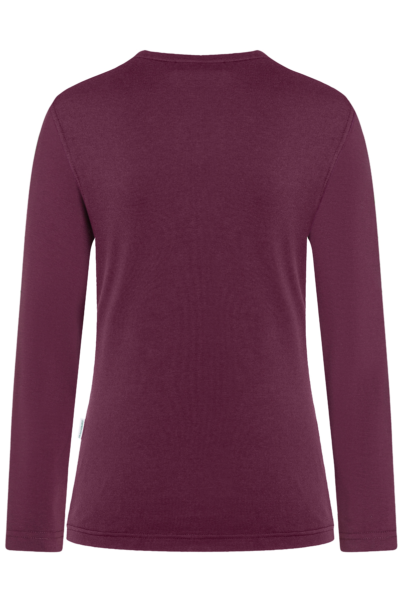 Langarmshirt Damen Aubergine – Langarm Damen Workwear Shirt Casual-Flair, Detailansicht