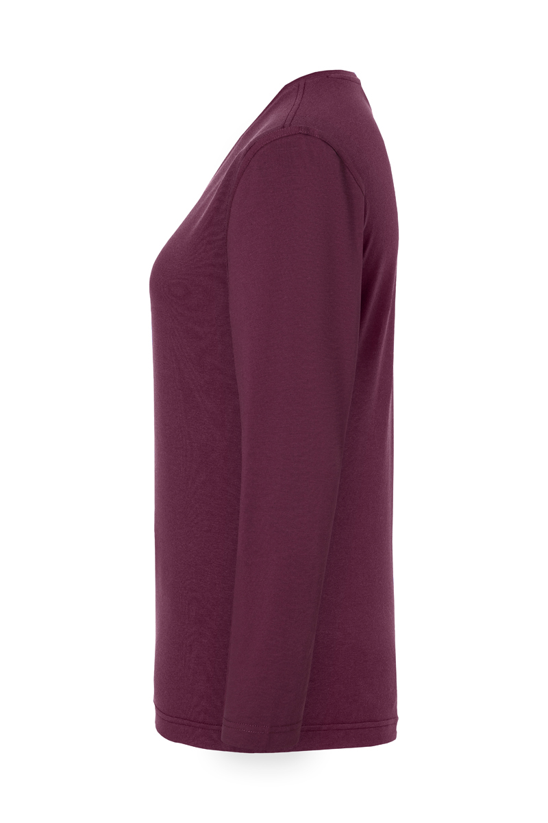 Langarmshirt Damen Aubergine – Langarm Damen Workwear Shirt Casual-Flair, Detailansicht