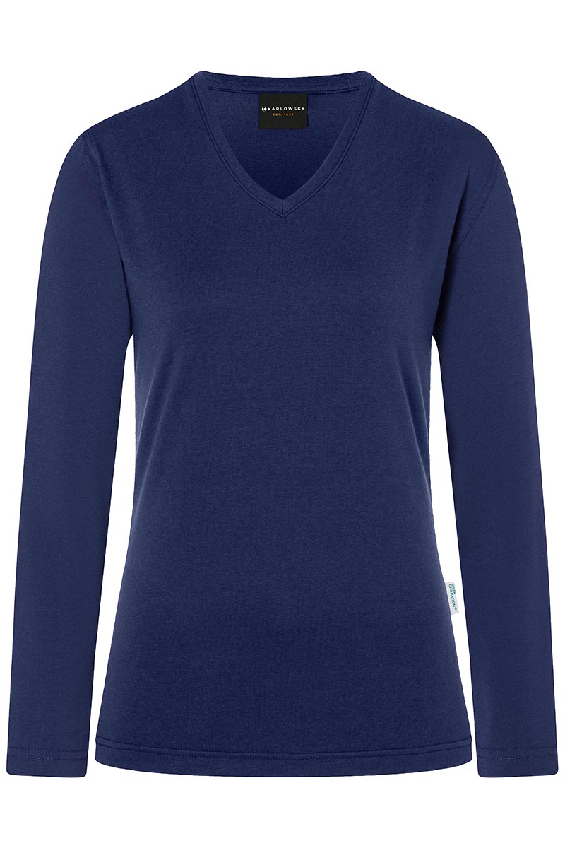 Langarmshirt Damen Marine – Langarm Damen Workwear Shirt Casual-Flair, Detailansicht